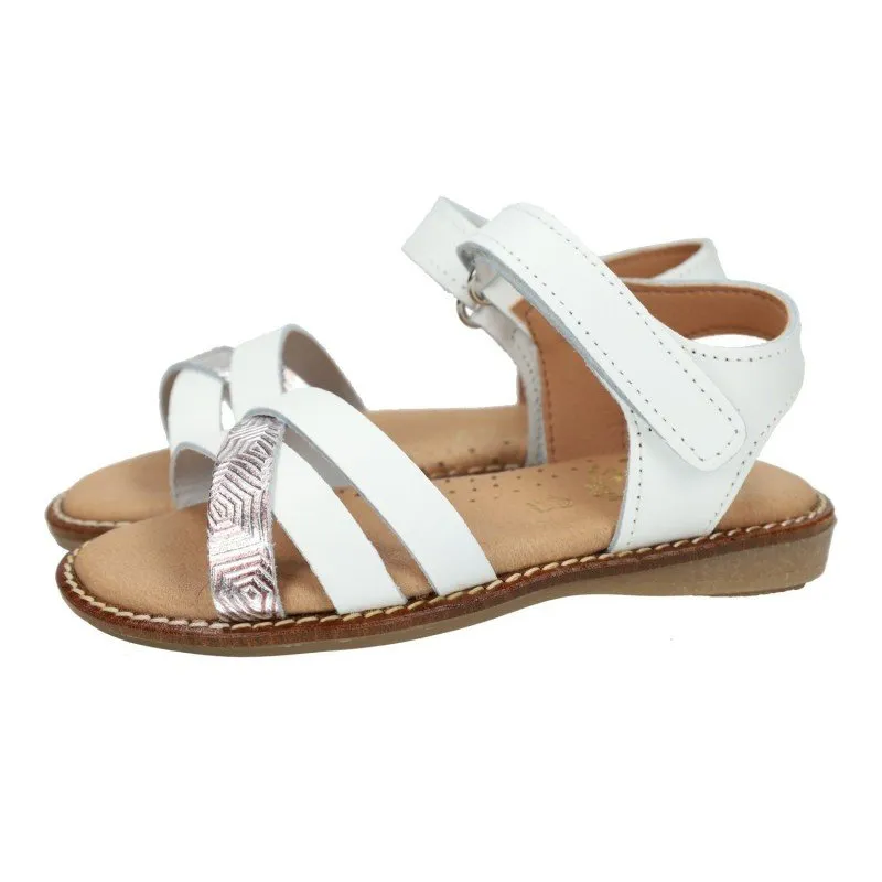 413 Sandalias de piel color BLANCO-PLATA