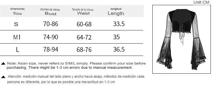 Blusa gótica de manga acampanada para mujer