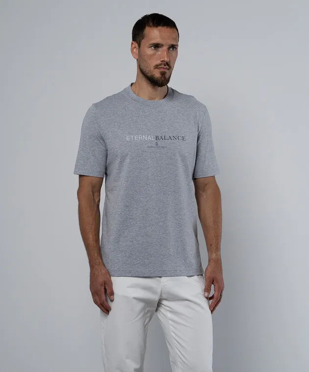 Brunello Cucinelli Gray t-shirt with a print