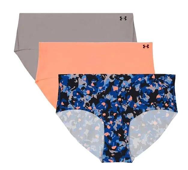 calzoncillos Under Armour Pure Stretch No Show Hipster Printed 3 Pack - Blue Print/Peach/Gray - women´s