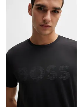 Camiseta de elástico técnico con logo reflectante decorativo de BOSS