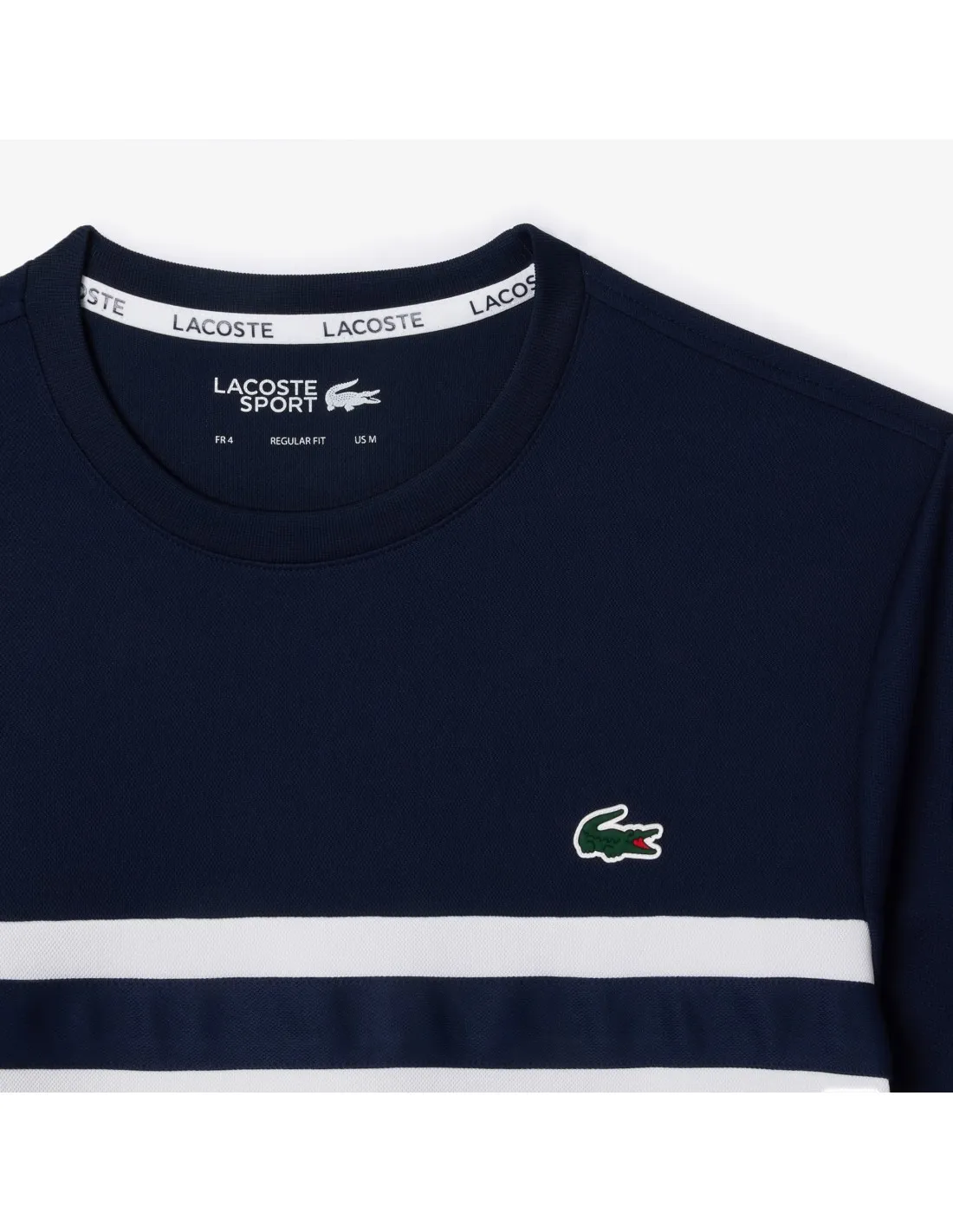 Camiseta de tenis ultra-dry en piqué con raya del logo de Lacoste