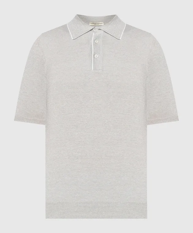 Cashmere&Whiskey Gray polo shirt with linen and cashmere