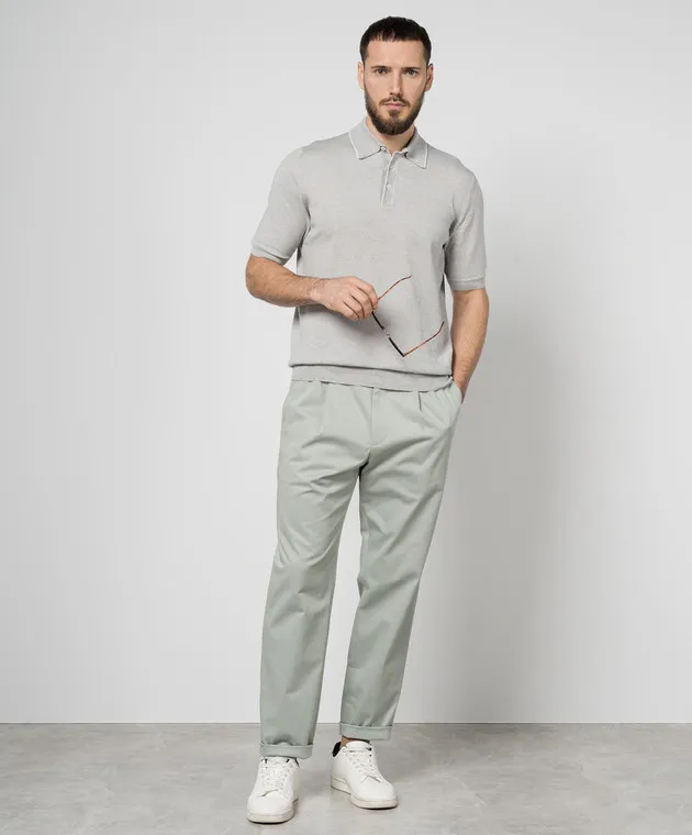 Cashmere&Whiskey Gray polo shirt with linen and cashmere