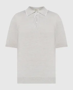 Cashmere&Whiskey Gray polo shirt with linen and cashmere