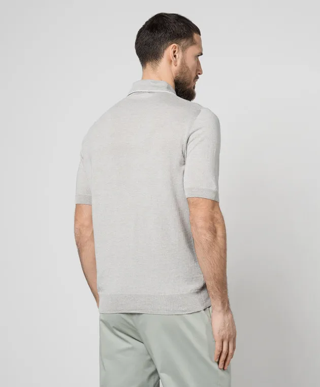 Cashmere&Whiskey Gray polo shirt with linen and cashmere