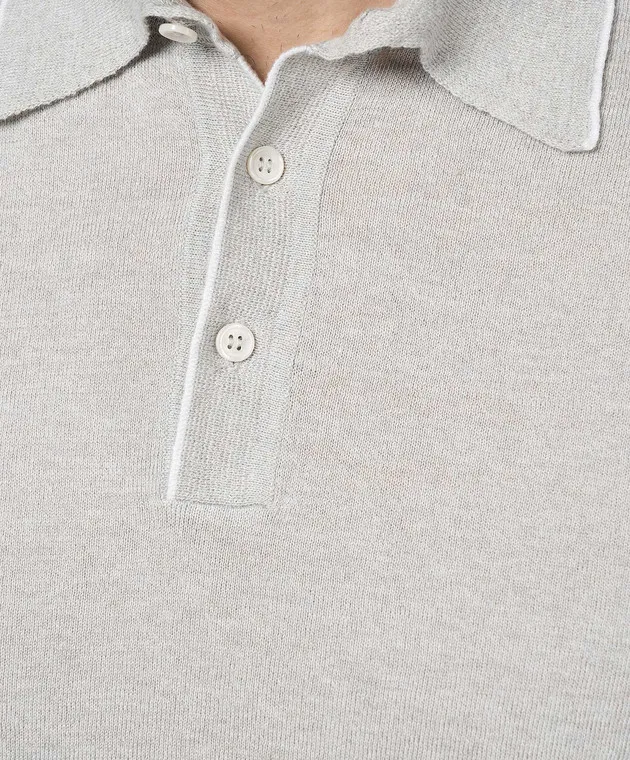 Cashmere&Whiskey Gray polo shirt with linen and cashmere