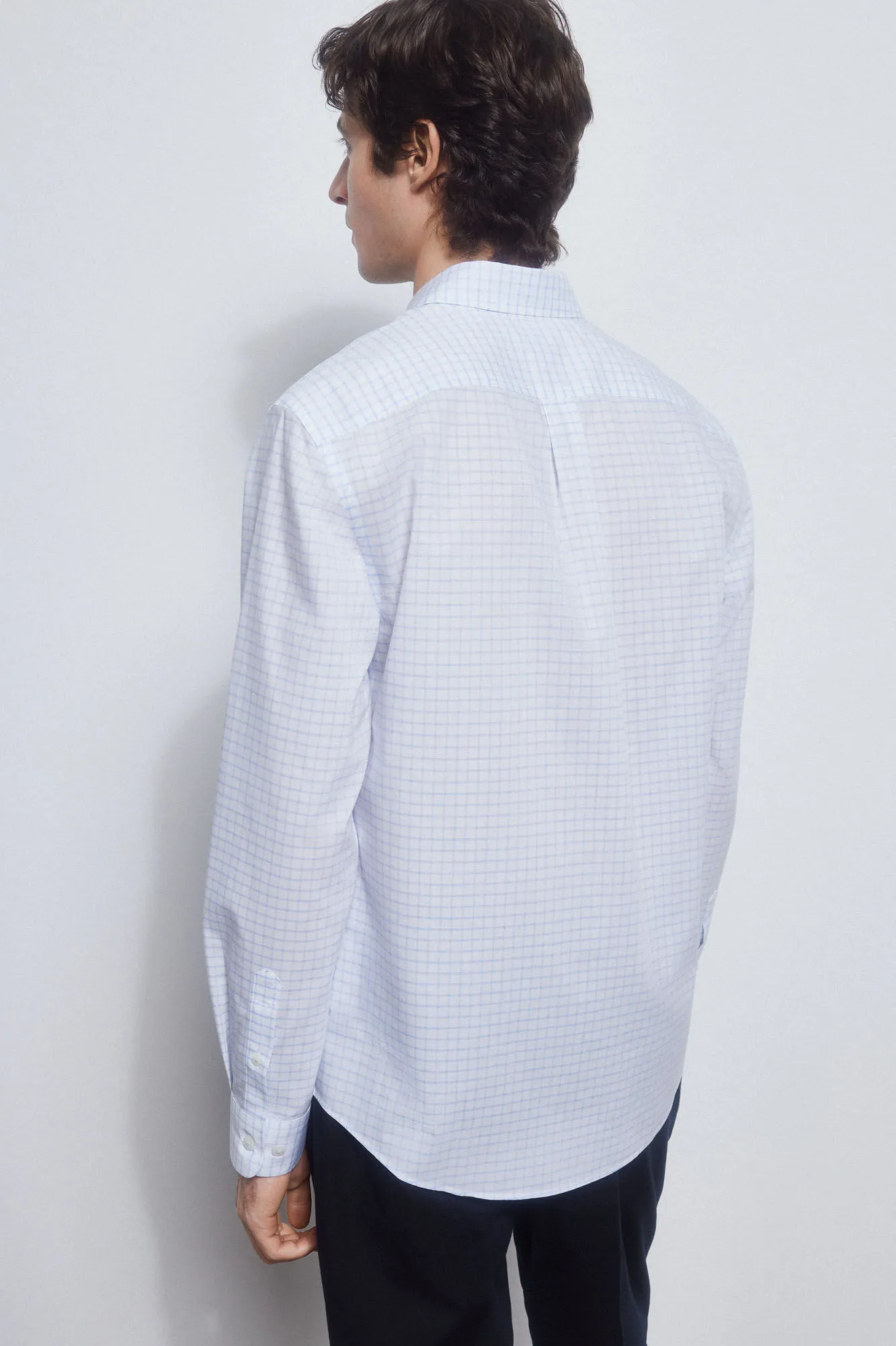 Checked non-iron + stain-resistant shirt