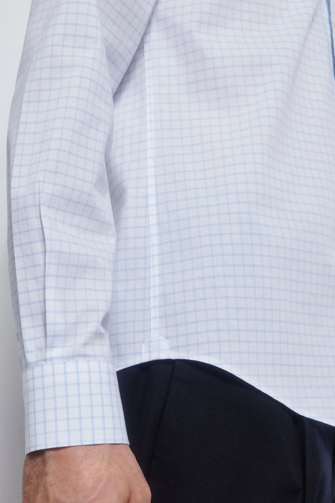 Checked non-iron + stain-resistant shirt