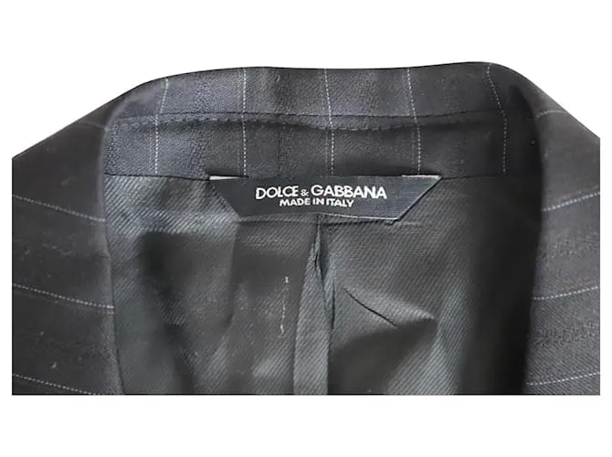 Dolce & Gabbana Americana clásica a rayas diplomáticas en lana negra Negro 