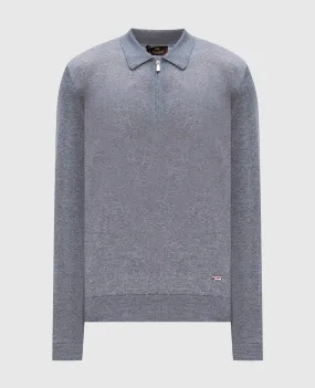 Enrico Mandelli Gray melange wool polo with metallic logo