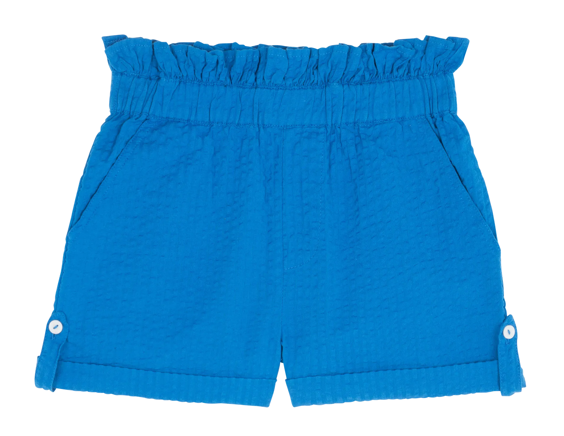 KASTRO - Short con pinzas y dobladillo de algodón en azul