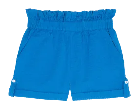 KASTRO - Short con pinzas y dobladillo de algodón en azul