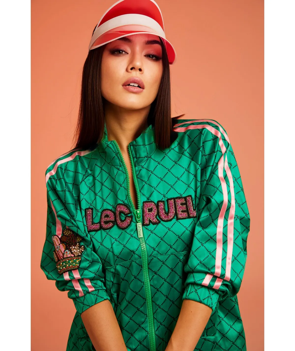 Le Cruel chaqueta asimetrica logomania verde