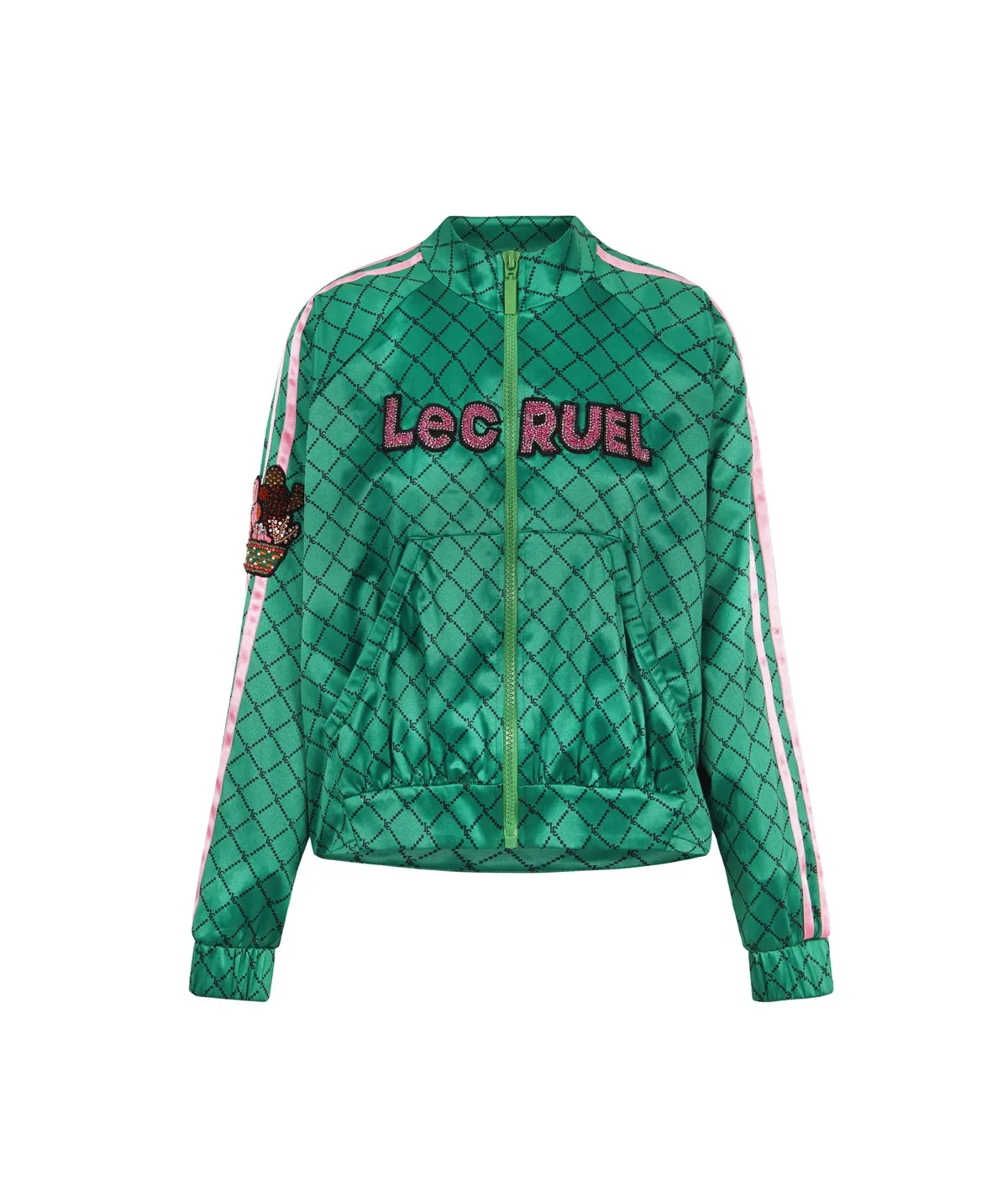 Le Cruel chaqueta asimetrica logomania verde