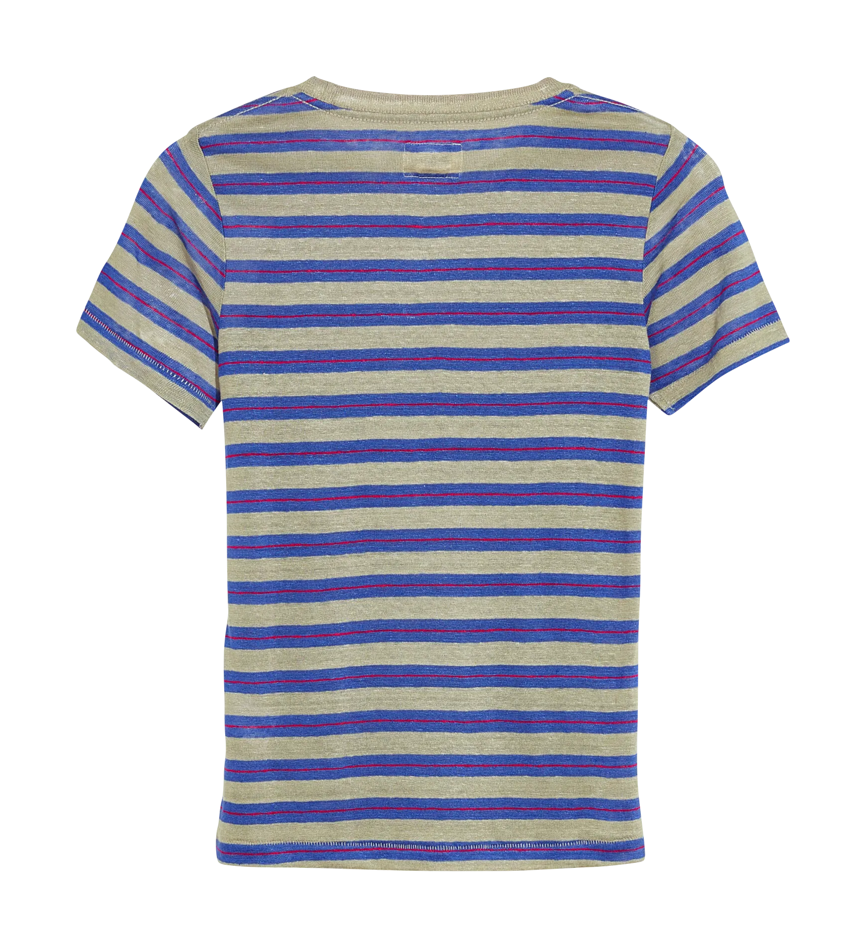 MOGO - Camiseta de lino a rayas con cuello redondo en azul