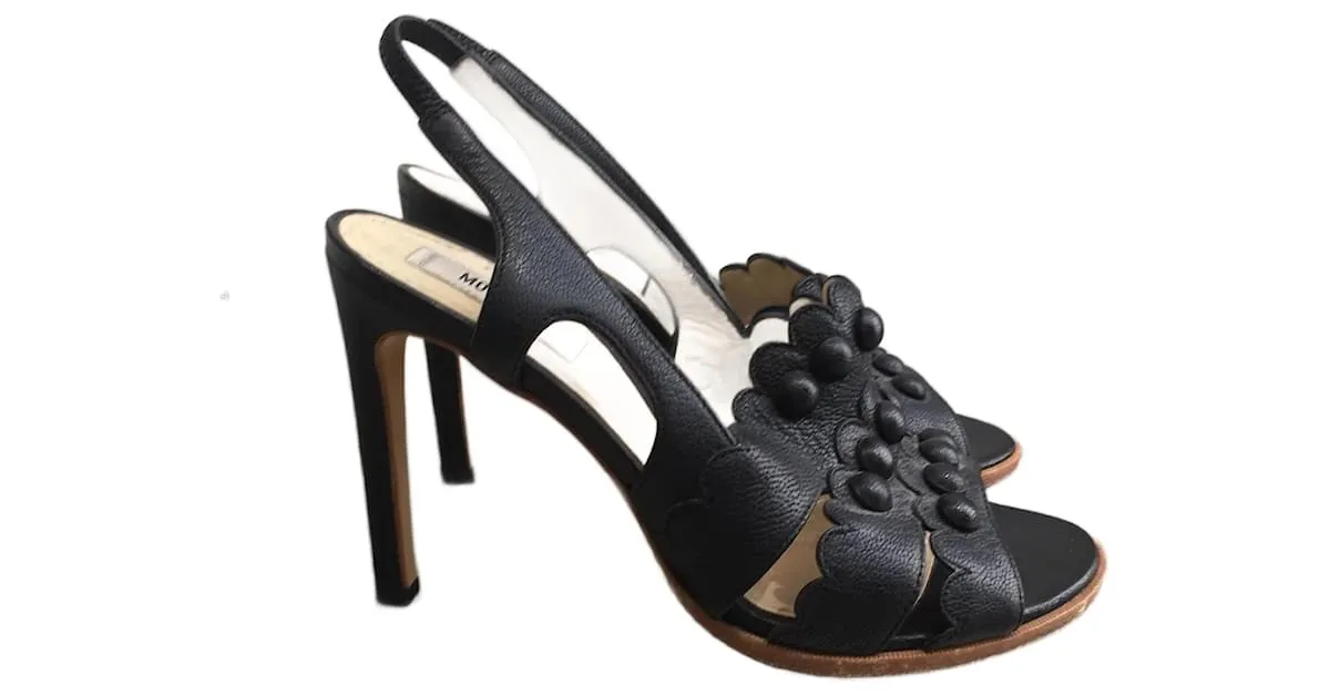 MOSCHINO Sandalias T.UE 37 cuero Negro 