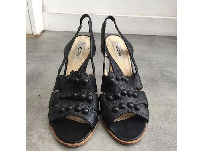 MOSCHINO Sandalias T.UE 37 cuero Negro 