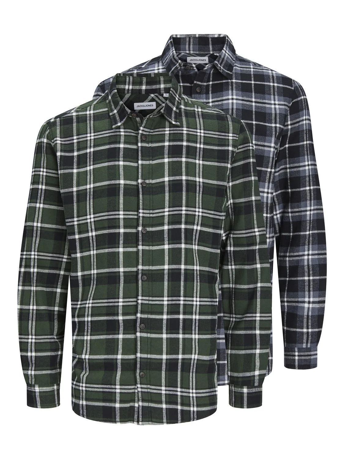 Paquete de 2 Camisa a cuadros Corte slim | Verde oscuro | Jack & Jones®