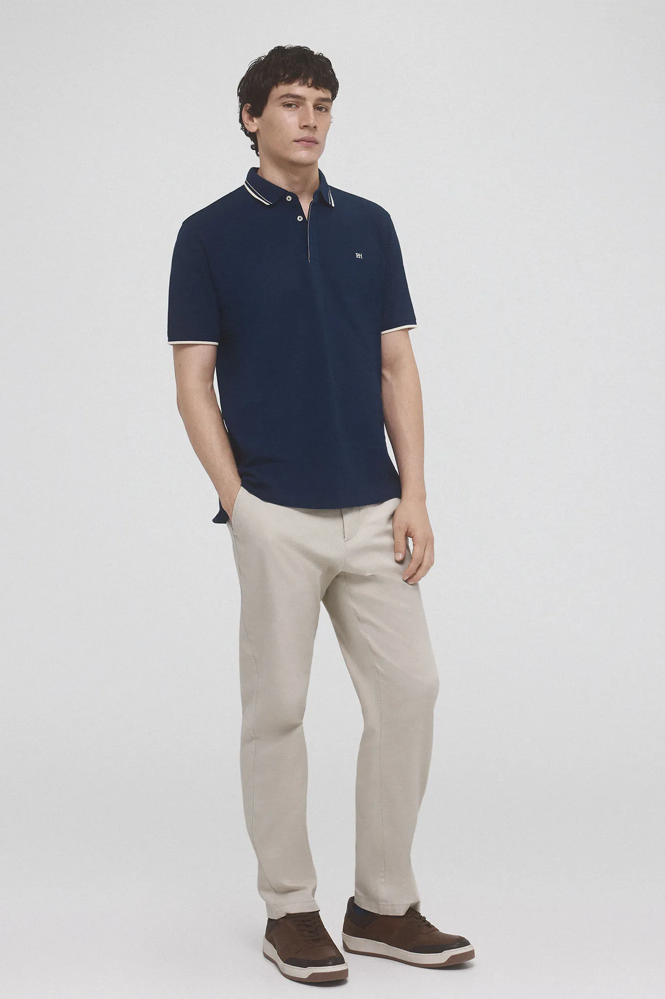 Pedro del Hierro Polo liso con tips y botones ocultos