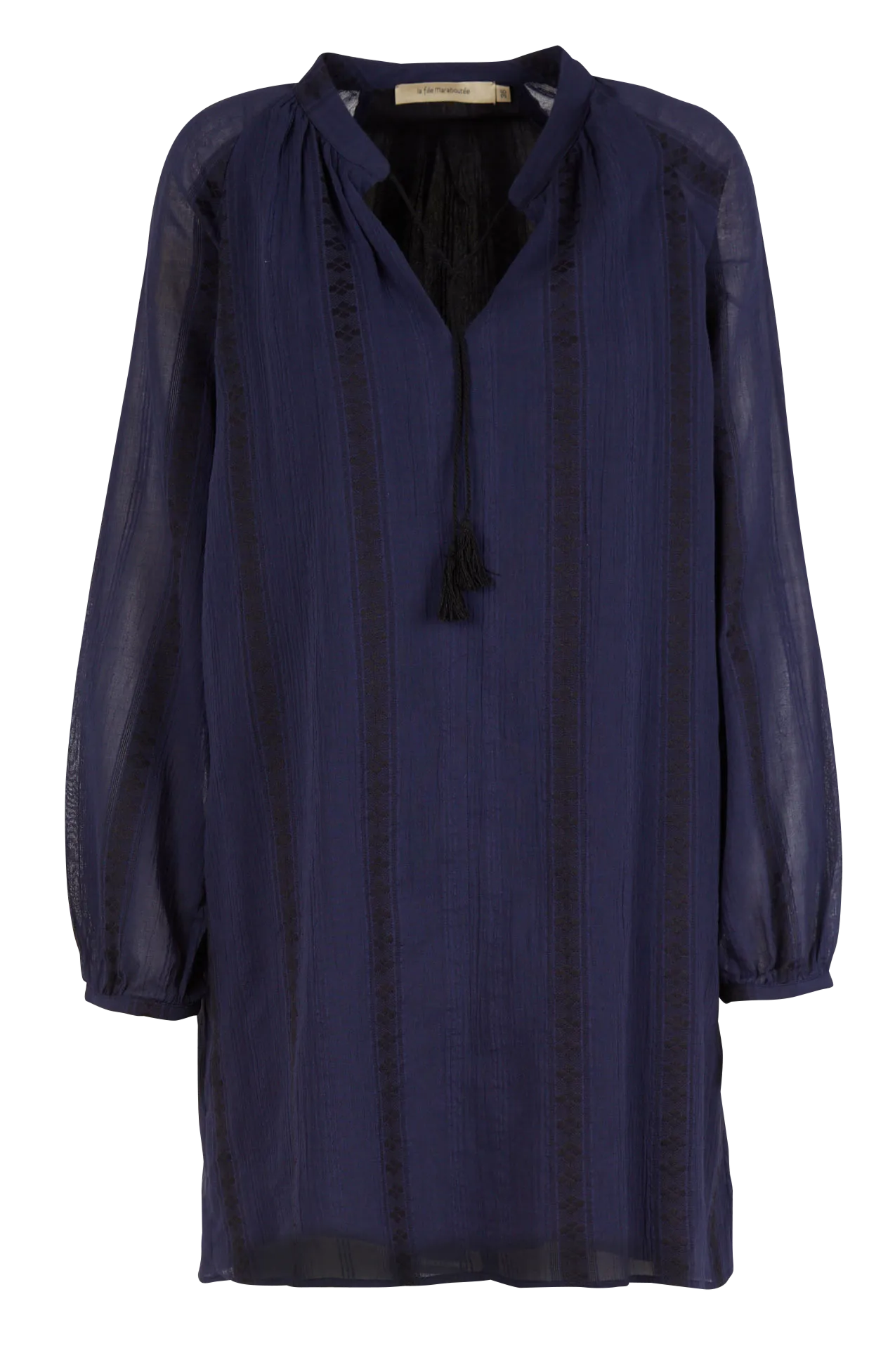 Robe courte ample en jacquard rayé en azul