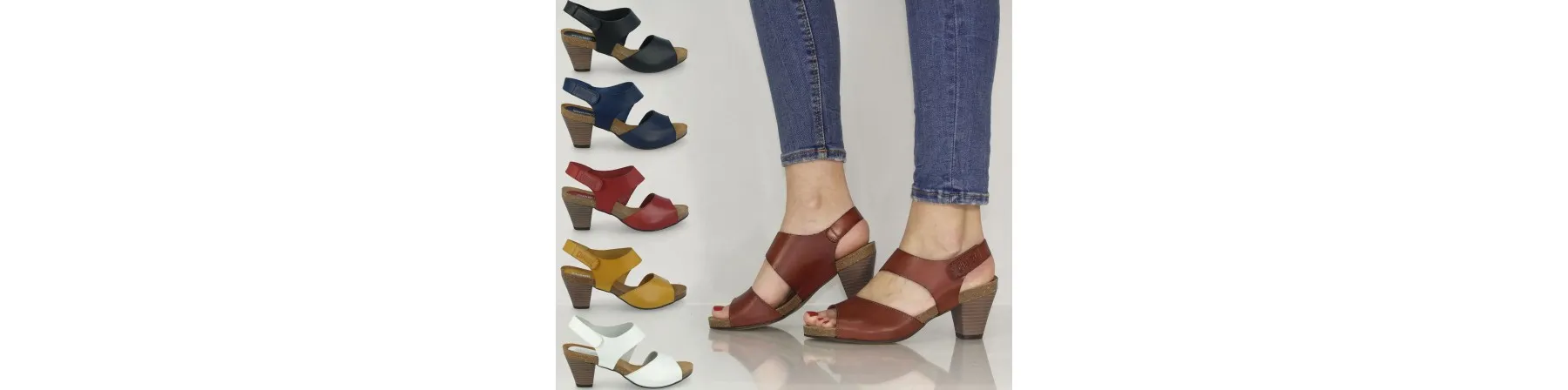 SANDALIAS TACON COMODOS MUJER PIEL MOD. VIDA