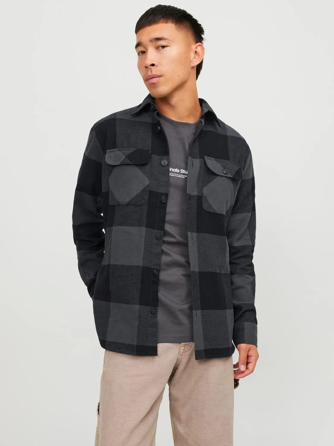 Sobrecamisa Corte comfort | Gris oscuro | Jack & Jones®