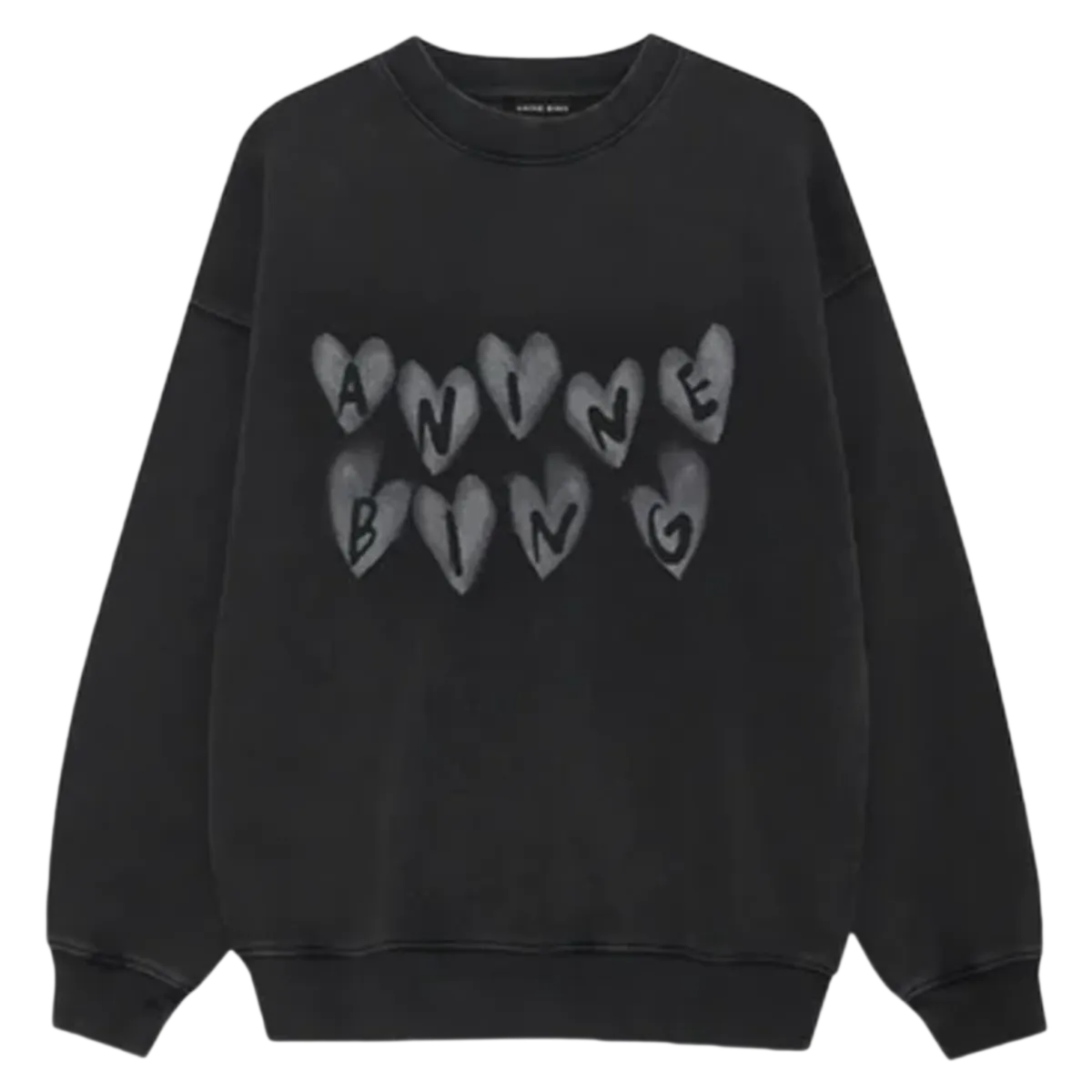 Spencer Sweatshirt Hearts ,washed Black,