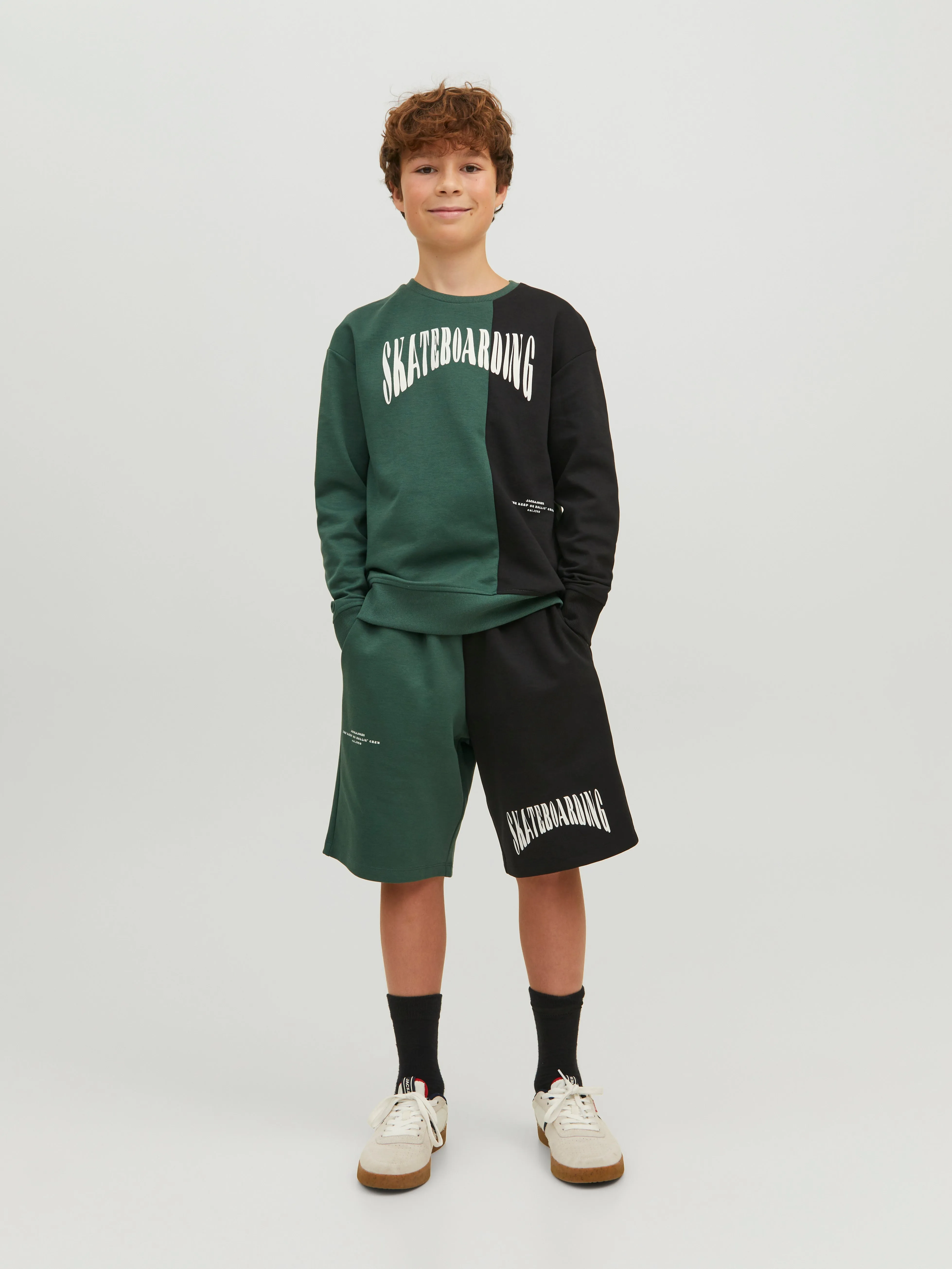 Sudadera Bloques de color Junior | Verde oscuro | Jack & Jones®