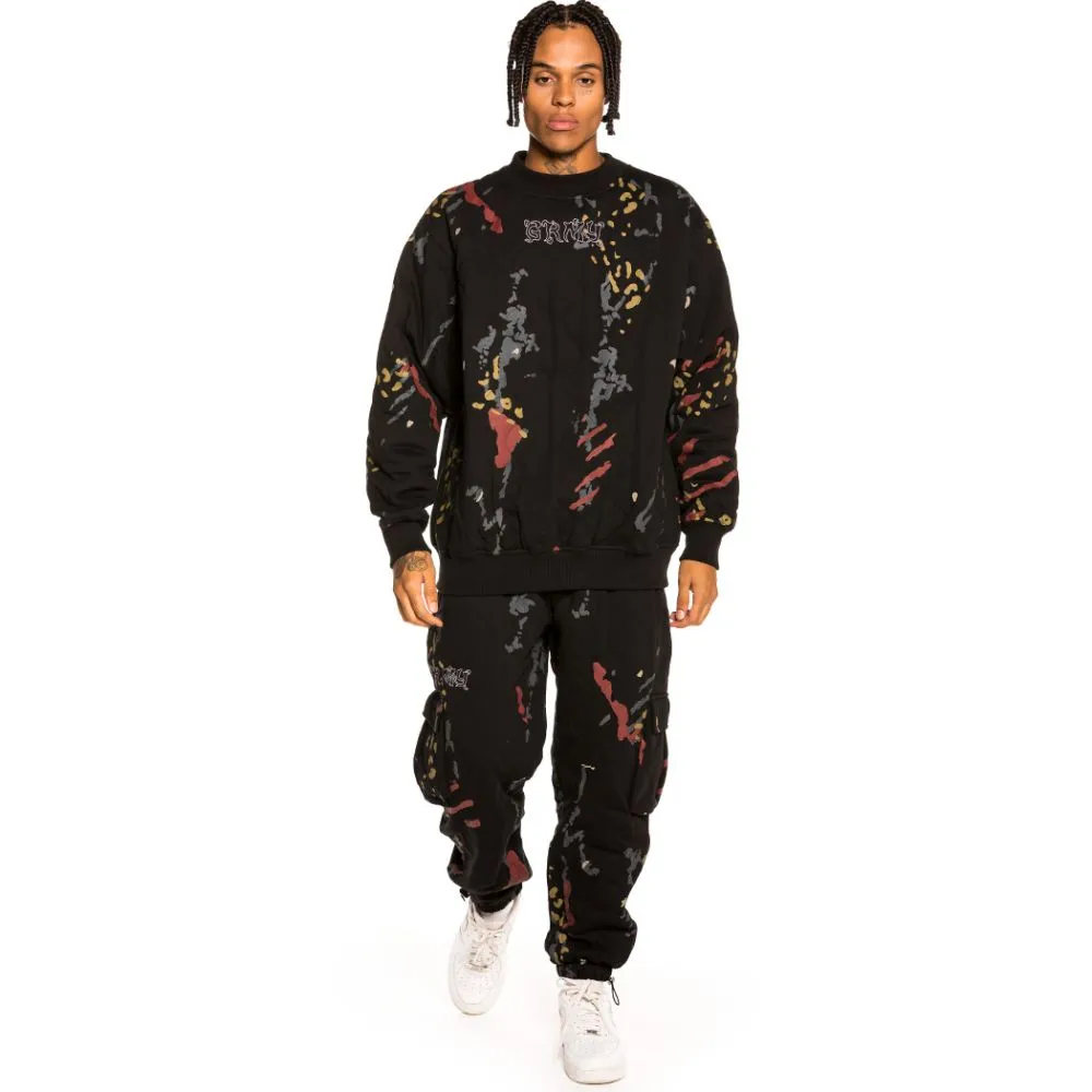 Sudadera Grimey "Jazz Thing All Over Print" Padded Crewneck - Black | Fall 21