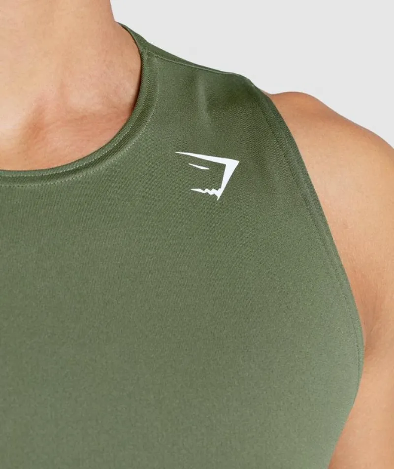 Tank Top Gymshark Arrival Tank Verde Oliva | 256179-URF