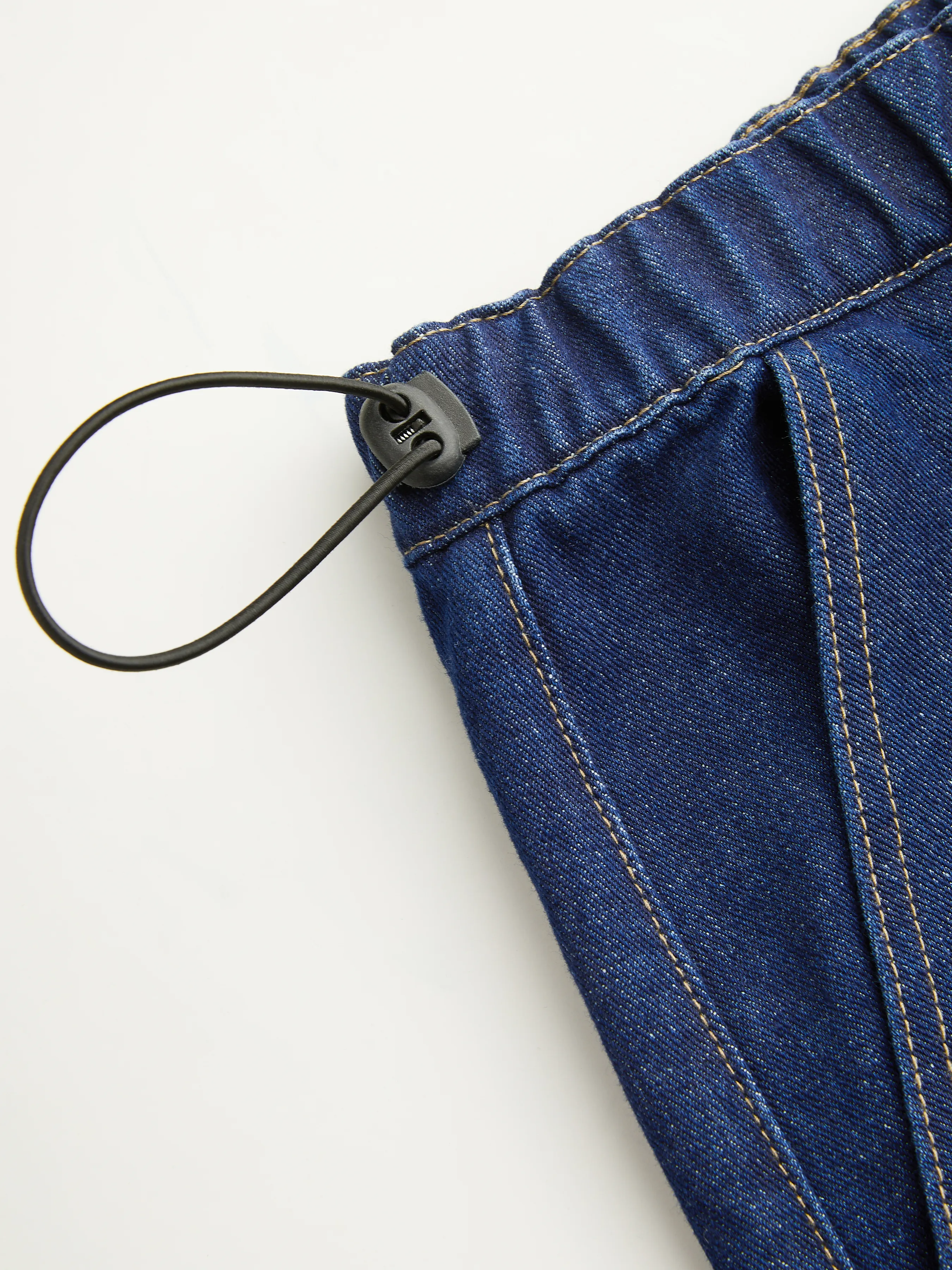  Vaqueros Rectos de Cintura Media en Denim Sólido con Cordón Curvy