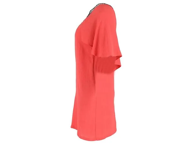 Vestido con mangas onduladas Maje Rysandre en poliéster rojo Rosa 