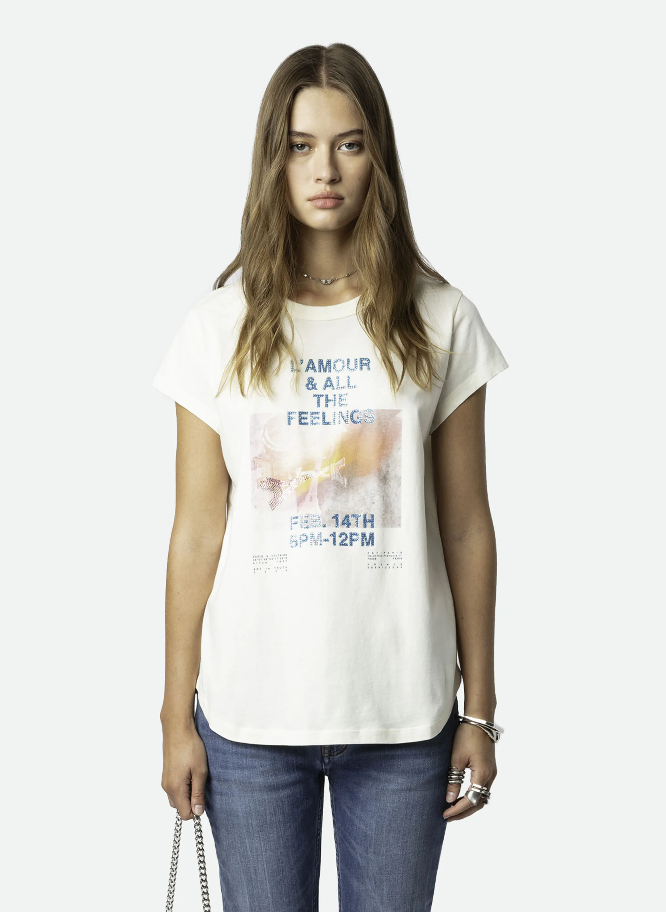 ZADIG&VOLTAIRE WOOP - Camiseta de algodón orgánico estampada de manga corta en blanco