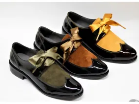 ZAPATO COMBINADO YULI SALONISSIMOS EN COLOR BURDEOS-AMARILLO, NEGRO-CUERO Y NEGRO-VERDE