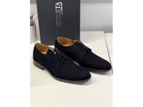 ZAPATO DE ANTE PARA VESTIR 7708 ETIKETA TUBOLARI EN COLOR NEGRO